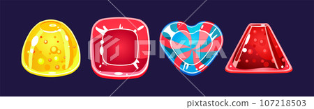 Fantasy Sweet Candy and Caramel Element for Game Design Vector Set 107218503