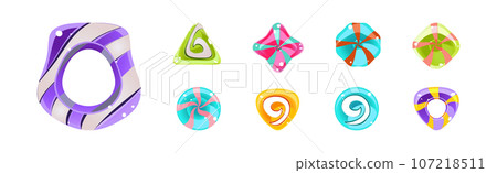 Fantasy Sweet Candy and Caramel Element for Game Design Vector Set 107218511