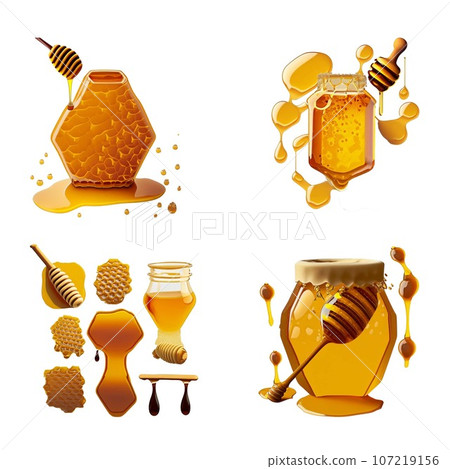 Honey icon set. Realistic illustration of honey icon set for web design 107219156