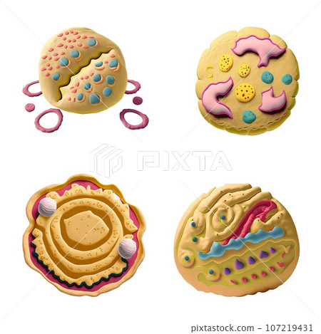 Set of Dough with different fillings. Vector illustration isolated on white background Set of Dough with different fillings. Vector illustration isolated on white background 107219431