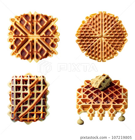 Belgian waffles isolated on a white background. Top view 107219805