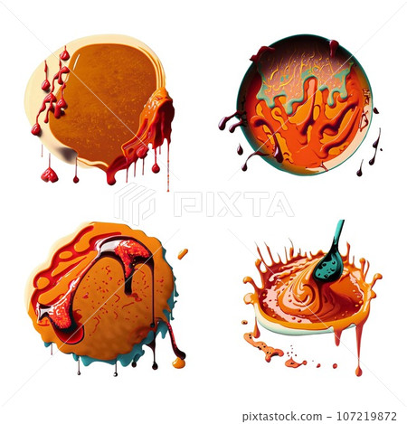 Colorful splash of Sauce on a white background. Colorful splash of Sauce on a white background. 107219872