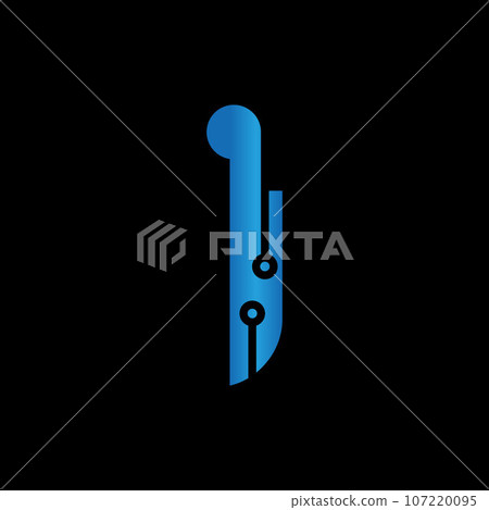 Knife kitchen technology modern simple logo 107220095