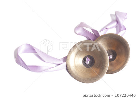 Hand cymbals isolated on white background. 107220446