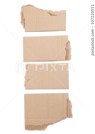 Cardboard pieces isolated on white background Cardboard pieces isolated on white background 107220551