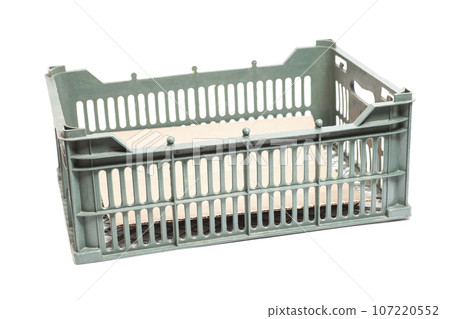 Empty vegetable crate, isolated on white. 107220552
