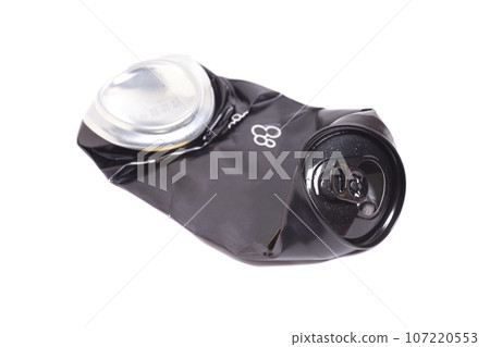 Empty crumpled can from energy drink or beer Empty crumpled can from energy drink or beer 107220553
