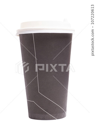 black disposable paper coffee cup with lid isolated on white background black disposable paper coffee cup with lid isolated on white background 107220613
