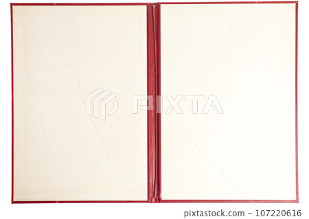 Open red leather note book isolated on white background Open red leather note book isolated on white background 107220616