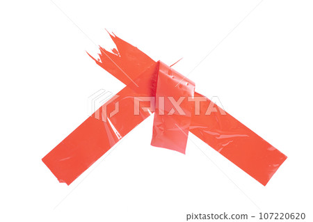 Red adhesive tape isolated on white Red adhesive tape isolated on white 107220620