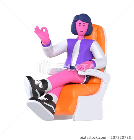 side view of woman sitting on armchair side view of woman sitting on armchair 107220788