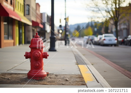 fire hydrant placed on a city sidewalk fire hydrant placed on a city sidewalk 107221711