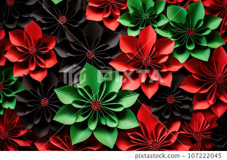 red, black, and green paper decorations 107222045
