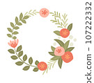 Abstract foliage wreath. Vector illustration. 107222332