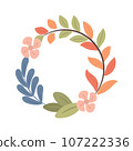 Abstract foliage wreath. Vector illustration. 107222336