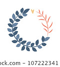 Abstract foliage wreath. Vector illustration. 107222341