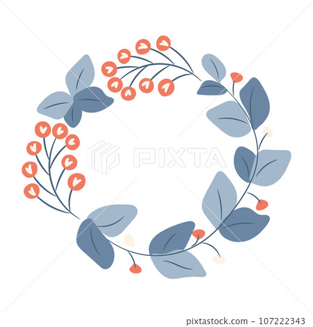 Abstract foliage wreath. Vector illustration. 107222343
