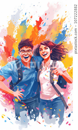 Cheerful people rejoice at the annual Holi Cheerful people rejoice at the annual Holi 107222882
