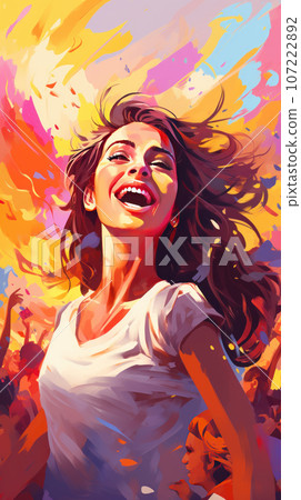 Cheerful people rejoice at the annual Holi Cheerful people rejoice at the annual Holi 107222892
