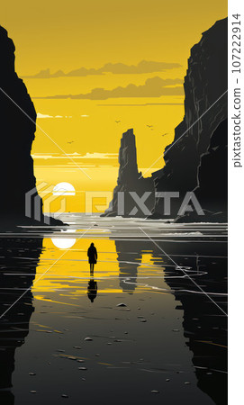 Sunset on the Icelandic coast 107222914