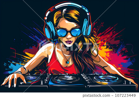 girl dj vector