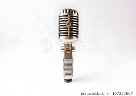 microphone for recording in vintage style isolated on a white background 107223607