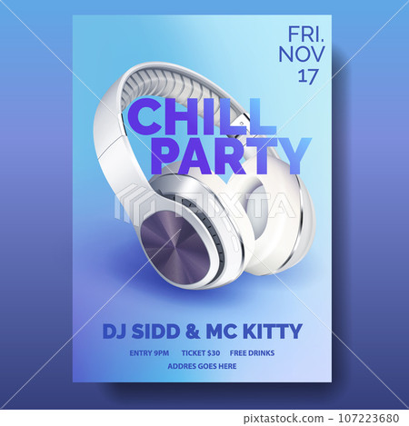Club poster with headphones, dance party flyer, invitation, banner template, dj music event, white headphones, vector illustration Club poster with headphones, dance party flyer, invitation, banner template, dj music event, white headphones, vector illustration 107223680