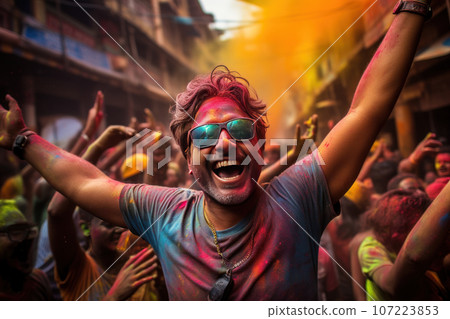 Painted people in Holi festival Painted people in Holi festival 107223853