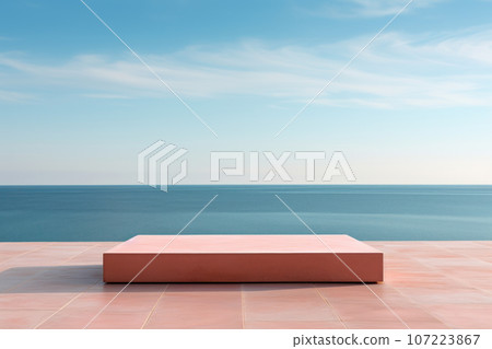 Podium for presentation against blue sky Podium for presentation against blue sky 107223867