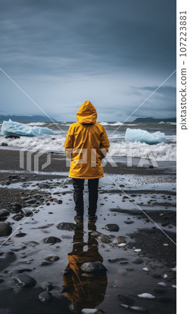 Traveler on the shores of Iceland 107223881