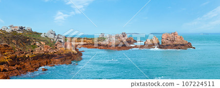 Ploumanach coast spring panorama (Brittany, France) 107224511