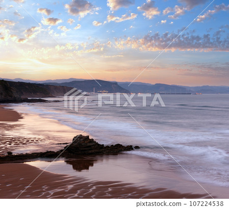 Twilight ocean coast view. 107224538