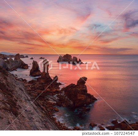 Sunset Arnia Beach coastline landscape. 107224547