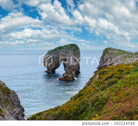 Villahormes Cliffs and canyon, Spain. 107224549