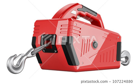 Portable Electric Winch with Steel Cable. 3D rendering 107224880