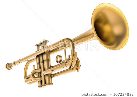 Trumpet, musical instrument. 3d rendering 107224882