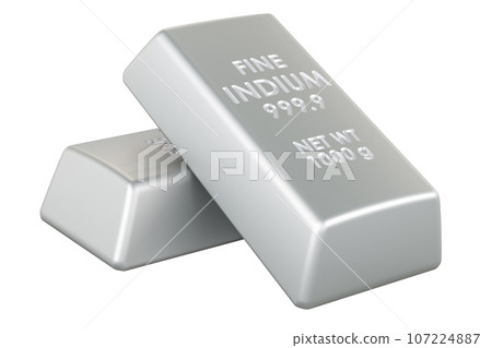Indium bars, indium ingots. 3D rendering 107224887