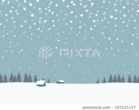 Landscape with falling snow - hand drawn 107225137