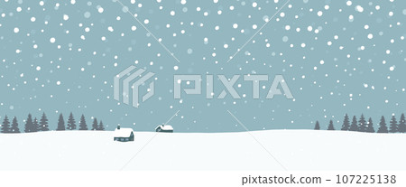 Landscape with falling snow - hand drawn Landscape with falling snow - hand drawn 107225138