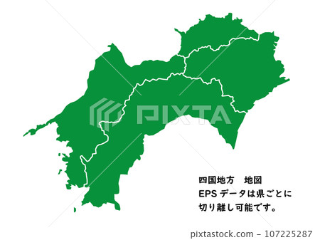 Prefectural map Shikoku region boundary lines 107225287