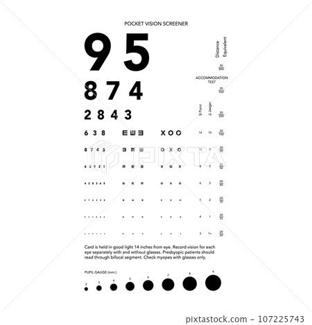 Eye Test Chart Vector. Letters Chart. Vision Exam. Optometrist