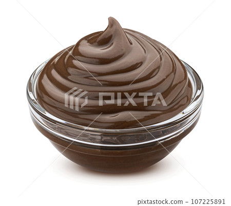 Chocolate swirl, Hazelnut cream isolated on white background, full depth of field 107225891