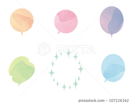 Hand-drawn speech bubble set watercolor style Hand-drawn speech bubble set watercolor style 107226162