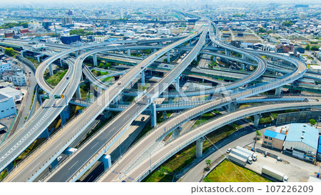 Highway junction aerial view 107226209