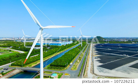 Renewable energy Wind power generation Solar power generation Aerial photography 107226211