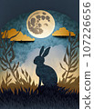 moonlit night and rabbit 107226656