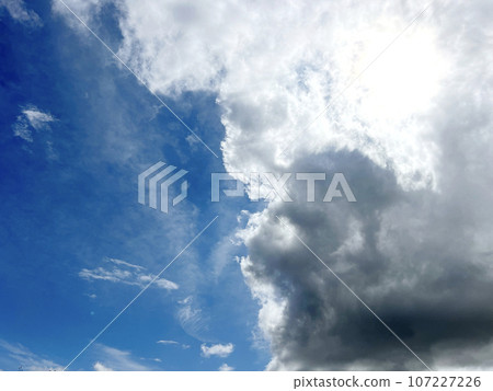 Clouds half-spread in the blue sky Clouds half-spread in the blue sky 107227226