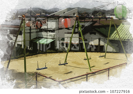 水彩風格龜山公園鞦韆 岡山縣倉敷市 水彩風格龜山公園鞦韆 岡山縣倉敷市 107227916