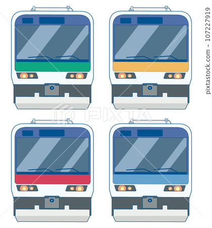Illustration of the front of a train [train, driver's seat, train, railway, lead vehicle] 107227919
