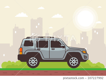 family car on the road against the background of the city. family car on the road against the background of the city. 107227992